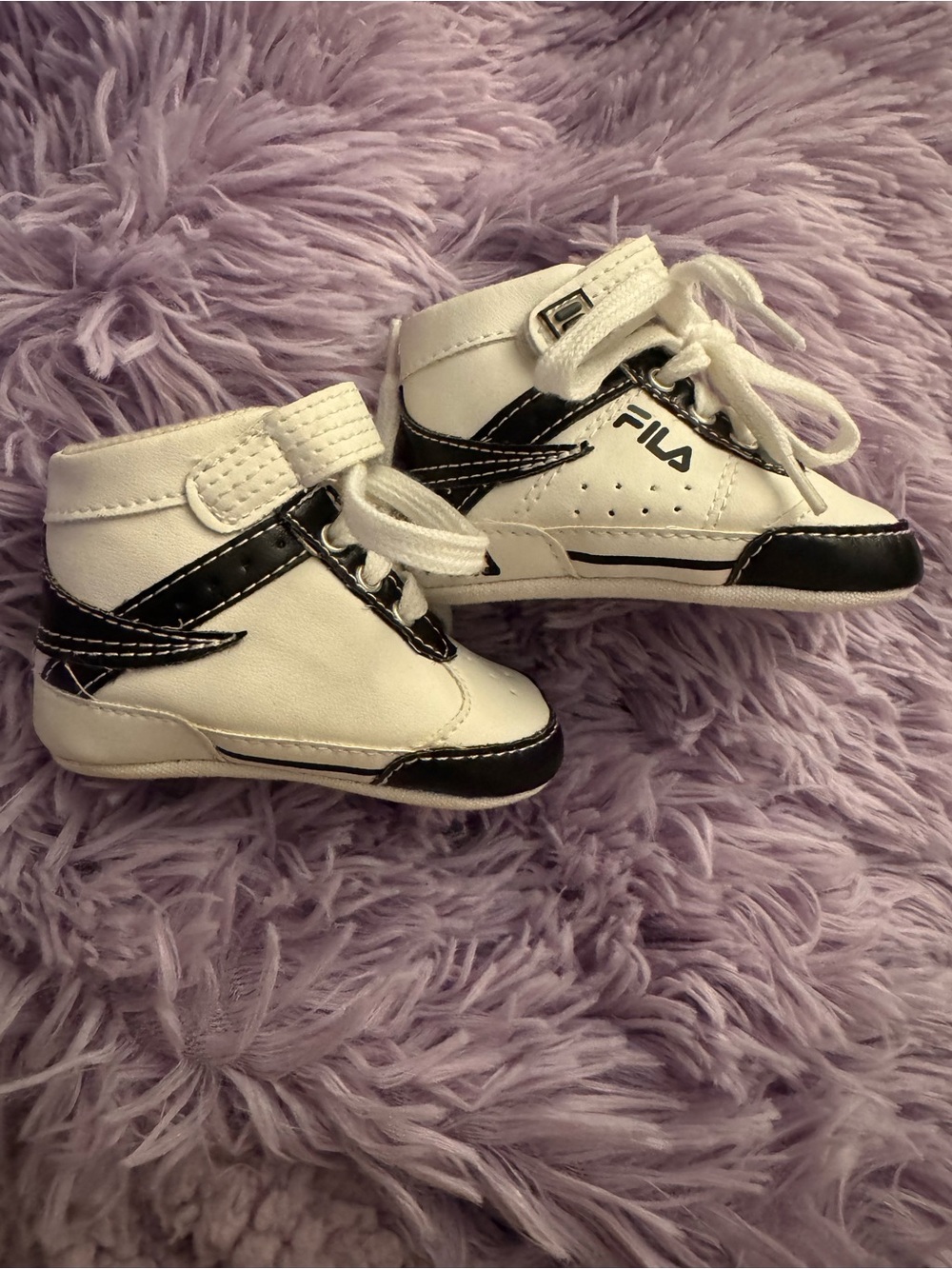 FILA White and Black Kids High-Top Sneakers